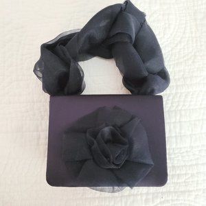 Small Navy Satin Evening Bag